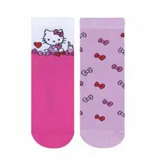 Kit 2 Pares Meia Soquete Infantil Hello Kitty Kuromi Escolar Personagens