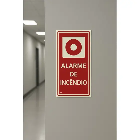 Placa Sinalização Fotoluminescentes Alarme De Incêndio