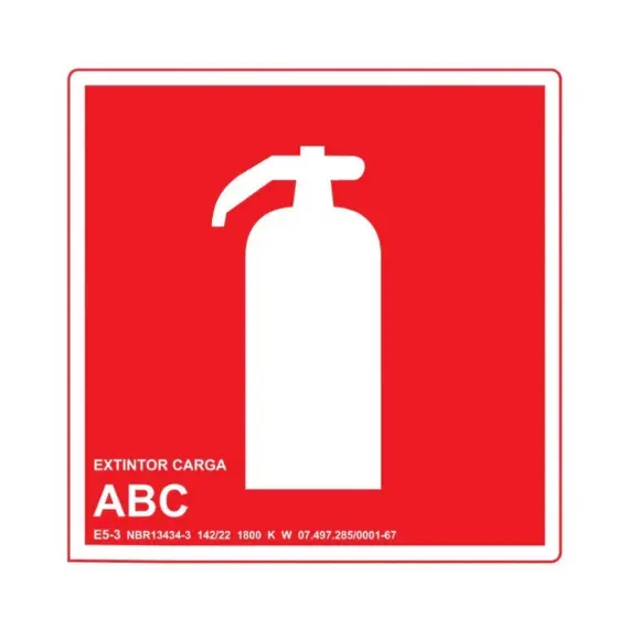 Placa de Sinalização Fotoluminescente Extintor Pó ABC – Brilha no Escuro