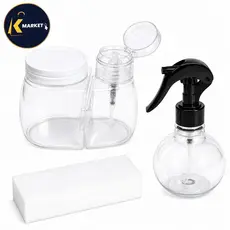 KIT DOSADOR DE ACETONA COM PORTA ALGODÃO 2 EM 1 + BORRIFADOR BOLINHA 180 ML + LIXA CUBO BRANCA