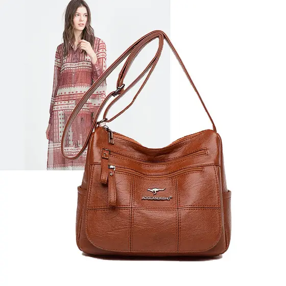 💟Bolsa feminina fashion, de ombro e transversal, de couro