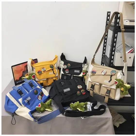 Bolsa Transversal de Lona de Grande Capacidade Unissex Estilo Escolar para Estudantes e Bolsa Mensageiro Masculina