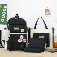 Kit Com 4 Peças De Mochila Escolar Grande Unissex, Estilo Campus, Mochila Casual E Impermeável