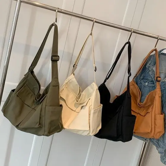 HANVIK Bolsa utilitária unissex de lona grande capacidade, tiracolo streetwear ins casual, frete grátis