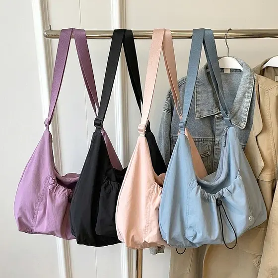 Bolsa Feminina Hobo Grande Nylon Leve Elegante Versátil Ombro Transversal Grande Capacidade Dia a Dia Trabalho