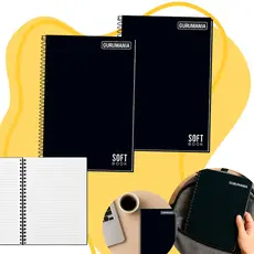 Caderno 10 Matérias Capa Dura Grande 160 Folhas Pautadas A4 Universitário Escolar Preto