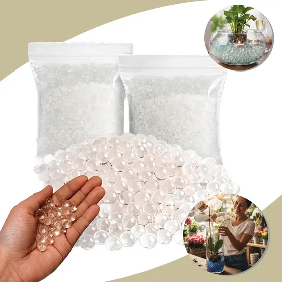 Kit 6000 Bolinhas Orbis De Gel Cresce Na Água Incolor Transparente Decoração Vasos de Plantas