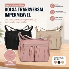 Bolsa Transversal Impermeável Nylon Casual 5 Compartimentos Escola Trabalho Faculdade Academia Cores