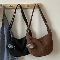 【Com porta-moedas】Bolsa De Ombro De Veludo Cotelê Bolsa Transversal De Moda Bolsa De Estudante Bolsa Crescente De Moda