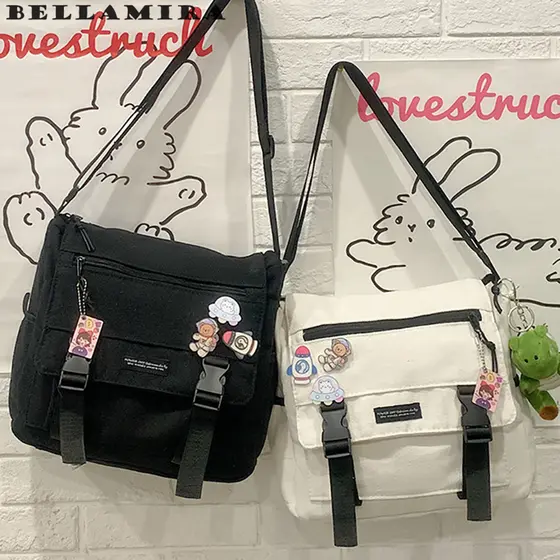Unissex Bolsa De Lona Estilo Simples Bolsa Transversal De Grande Capacidade Bolsa Funcional Bolsa De Motociclista
