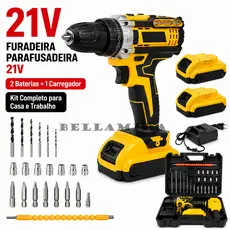 Parafusadeira e Furadeira De Impacto Profissiona 2 Baterias 21v - Maleta Com 28pçs