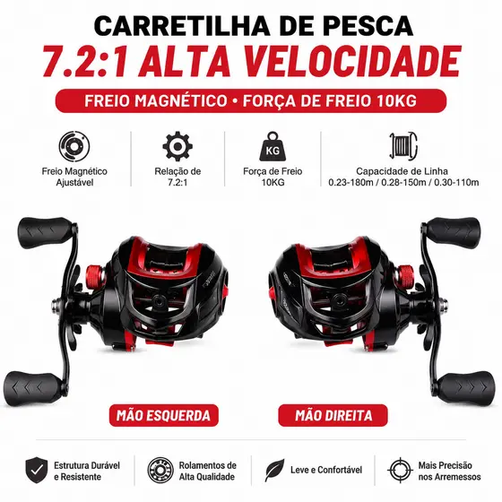 240Kg Carretilha De Pesca Cana De Pesca Molinete Magnético12 + 1BB Baitcasting Fishing Reel
