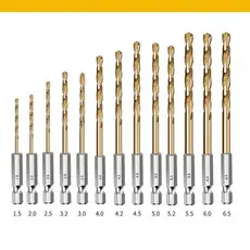 13Pcs Jogo De Brocas Hexagonais De Titânio HSS +Troca Madeira Plástico Metal Alumínio Liga De Ferramenta De Impacto