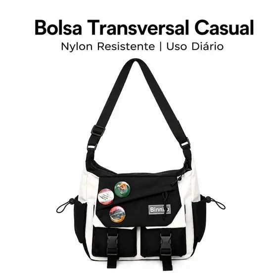 Bolsa de Mensageiro Estilo Japonês Grande Capacidade Saco Casual Lona para Homens e Estudantes