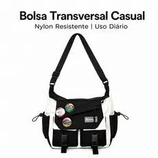 Bolsa de Mensageiro Estilo Japonês Grande Capacidade Saco Casual Lona para Homens e Estudantes