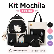 Kit 4 Mochila Feminina Escolar Passeio Resistente Coreano Grande Capacidade Impermeável com urso
