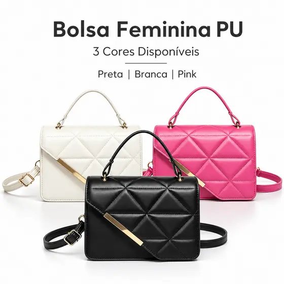 Bolsa Transversal Pequena Matelassê PU Feminina | Bolsa de Mão Casual Elegante