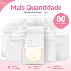 Sacos para Armazenar Leite Materno 180ml | 20/40/80 Unidades | Livre de BPA, Estéreis e À Prova de Vazamento
