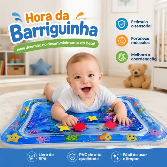 Almofada Água Inflável Sensorial Infantil Tapete Atividade Bebê Brinquedo Educativo Estímulo Sensorial Menina Menino