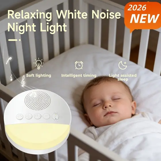 Máquina De Ruído Branco Para Crianças , Reprodutor De Som Dormir , Temporizador De Luz Noturna , Recarregável Por USB