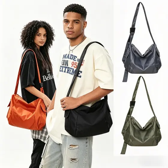 Bolsa Transversal Nylon Unissex | Bolsa Ombro Casual Impermeável Multicores Masculina Feminina