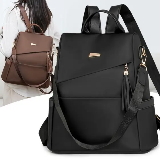 Mochila Feminina Grande Capacidade em Oxford Impermeável, Bolsa Costas Casual Fashion para Escolar, Viagem e Trabalho