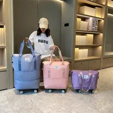 Bolsa De Viagem Feminina Multifuncional Mala Dobrável De Grande Capacidade Impermeável com Rodinhas