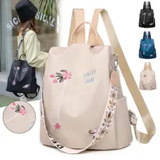 Mochila Feminina Antifurto Impermeável Nylon 2 em 1 Transversal Grande Capacidade Trabalho Faculdade