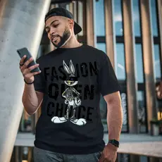 [Camiseta Vintage Masculina Algodão]HYP 【Camiseta Premium em Algodão Puro】GXG Camiseta Masculina Estampa Pernalonga Taz