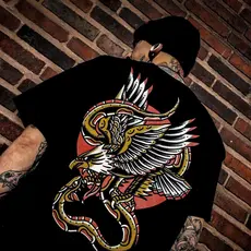 [Camiseta Vintage Masculina Algodão]HYP Camiseta Vintage Masculina Algodão]HYP Camiseta T-shirt Unissex Snake Tatto Old