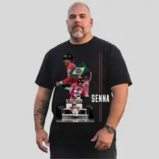 [Camiseta Vintage Masculina Algodão]HYP  Camiseta Masculina Tamanho Plus Size Estampa Campeao Ayrton Senna
