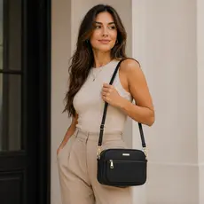 Bolsa Feminina Transversal Camera Bag Luxo Alça Ajustável Shoulder Bag Premium Com Divisórias