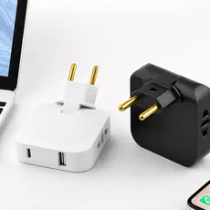 Tomada Adaptador Universal com USB e USB C Conversor Plug UE para EUA Brasil