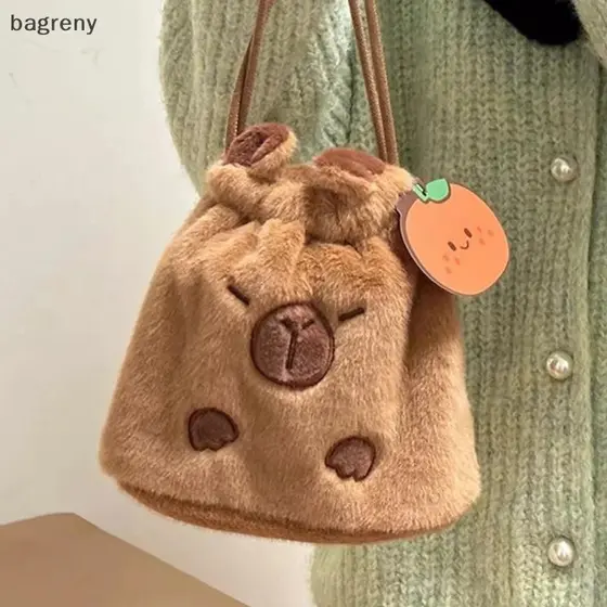 [bagreny] Capivara Bolsa De Armazenamento De Pelúcia Estudantes Lápis Papelaria Adorável Fone De Ouvido Bonito Para Deco