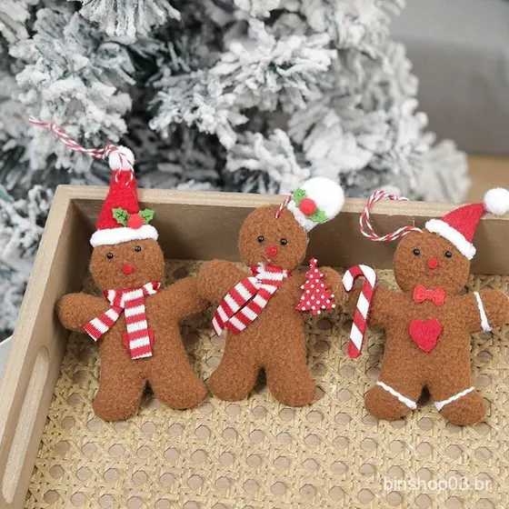 Boneca De Pelúcia De Gengibre-3 Peças De Decoração Fofa De Natal Para Festa De Escritório Doméstico