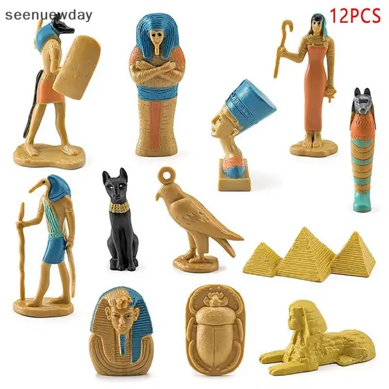 [seenuewday] 12x Figuras Do Egito Antigo Alta Simulação Pequenas Estátuas Brinquedo Educacional Inicial BR