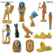 [seenuewday] 12x Figuras Do Egito Antigo Alta Simulação Pequenas Estátuas Brinquedo Educacional Inicial BR