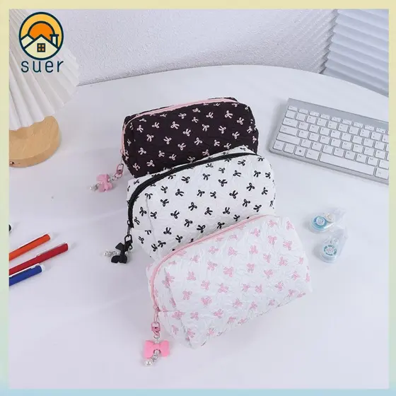 Lápis SUEBR , Bolsa De Caneta Com Laço De Grande Capacidade Papelaria Multifuncional Portátil Para Estudantes