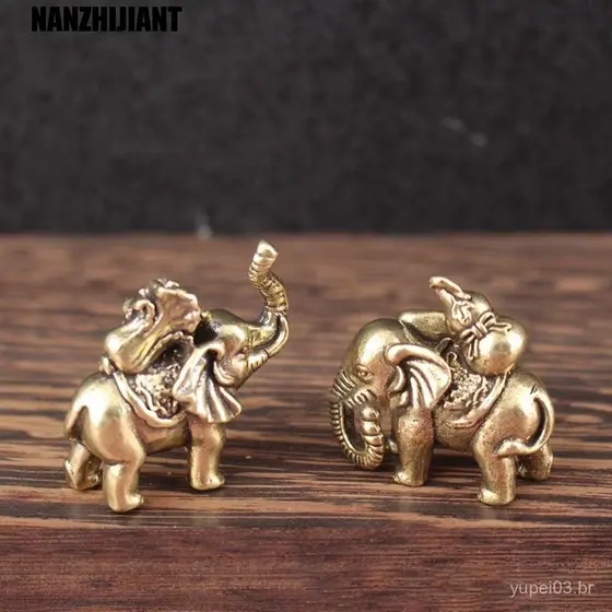 Miniaturas De Elefante De Latão , Estátua Da Sorte Com Escultura Sólida , Artesanato