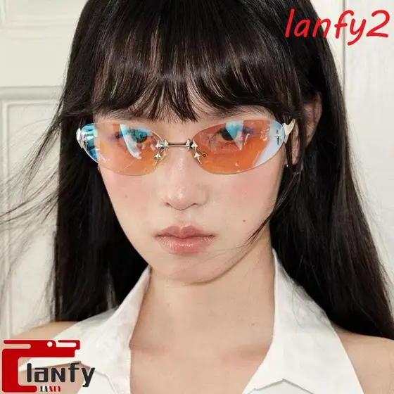 Óculos Retrô LANFY , De Sol Sem Moldura Vintage Tendência Decorativos Com Proteção UV Estilo Y2K