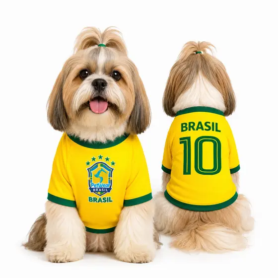 ROUPA CAMISETA PET Verde e Amarela para Cachorro e Gato Premium PetWear
