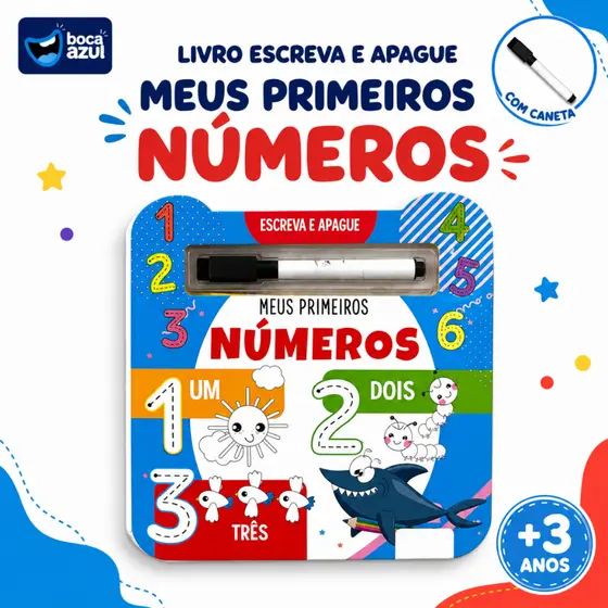 Livro Meus Primeiros Números Escreva Apague Infantil Pré Escolar Livros Escreva E Apague Boca Azul
