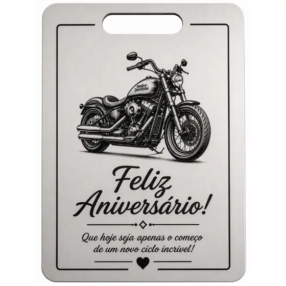 Tábua Corte de Carnes inox Personalizado Gravação Laser p/ Presente, Brinde Confraternização, Homenagem e Aniversário