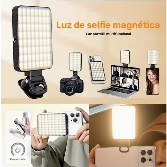 Luz de Preenchimento LED Magnética RGB Para Celular Vlog Live Vídeo Conferência Câmera