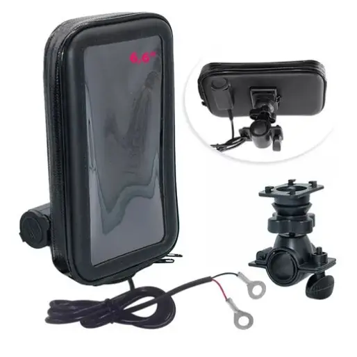 Suporte de Celular para Moto Impermeável à Prova d'Água com Carregador USB para Guidão
