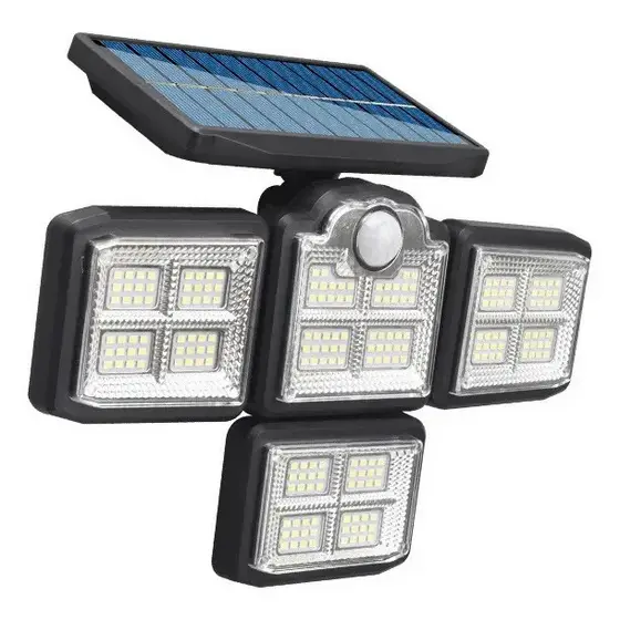 Holofote Solar com Sensor de Movimento 4 Cabeças, Luz LED Branca Externa, 1 Peça