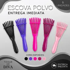 6 Escovas Polvo Modeladora Desembaraçadora Fitagem Definição Cachos Cabelo Cacheado Pente Antifrizz