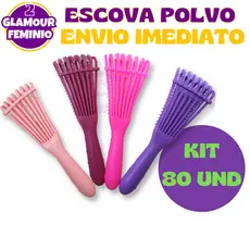 80 Escovas Polvo Modeladora Desembaraçadora Fitagem Definição Cachos Cabelo Cacheado Pente Antifrizz