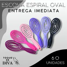 Kit 60 | Escova Espiral Oval: Anti Frizz, Fácil Ondulação e Ação Antiquebra | Toque de Diva