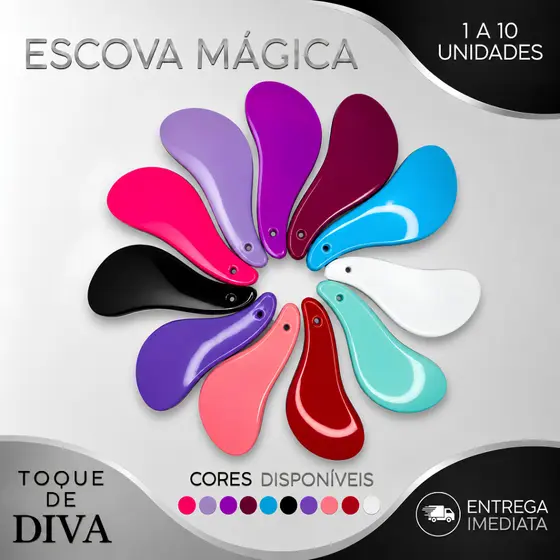 Kit 1 a 10 Escova Mágica Desembaraçadora Antifrizz Antiquebra Sem Dor Pente para Cabelo